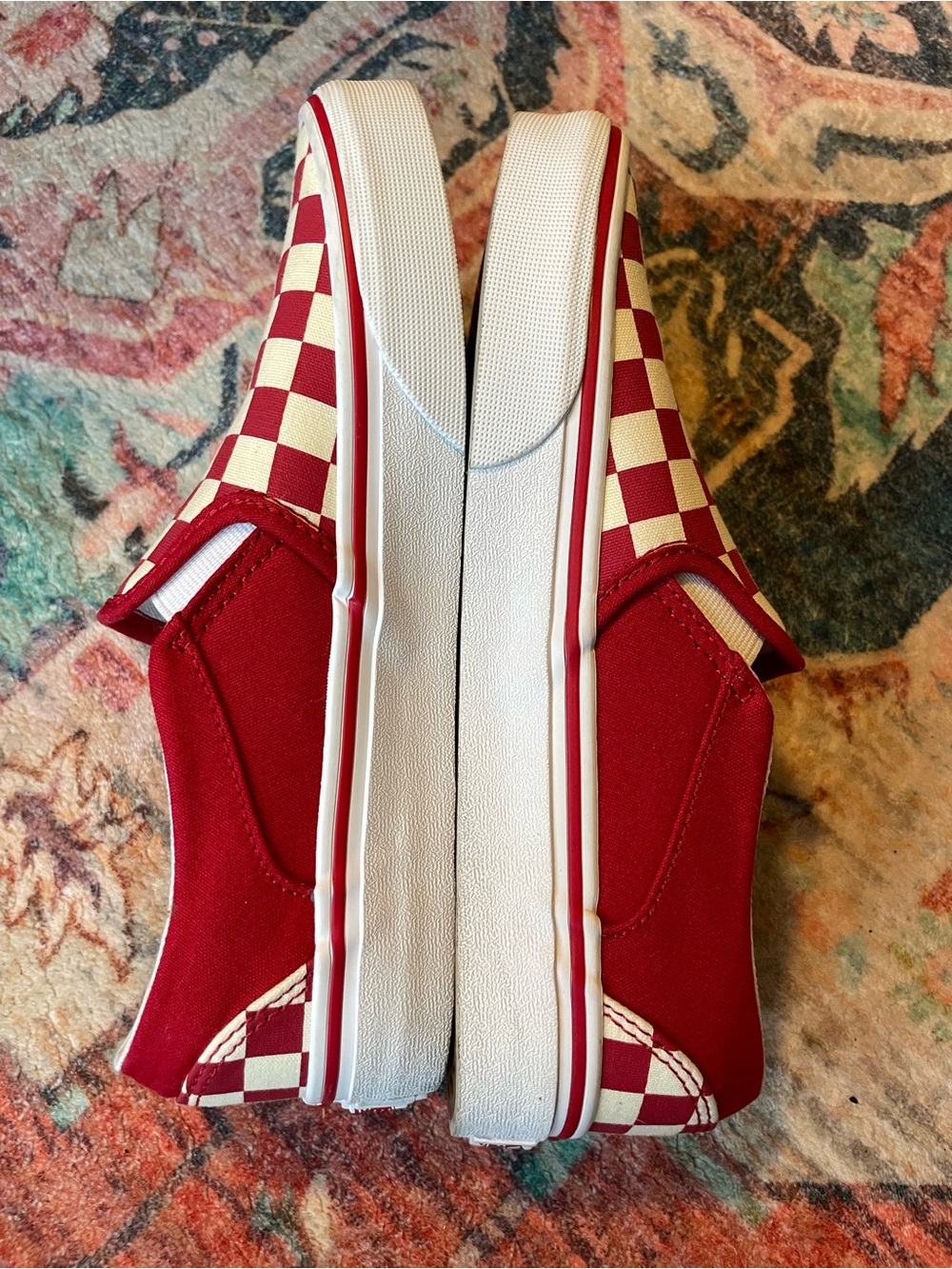 VANS Red and Cream Checkerboard Slip Ons Sz 7 - Picture 3 of 7